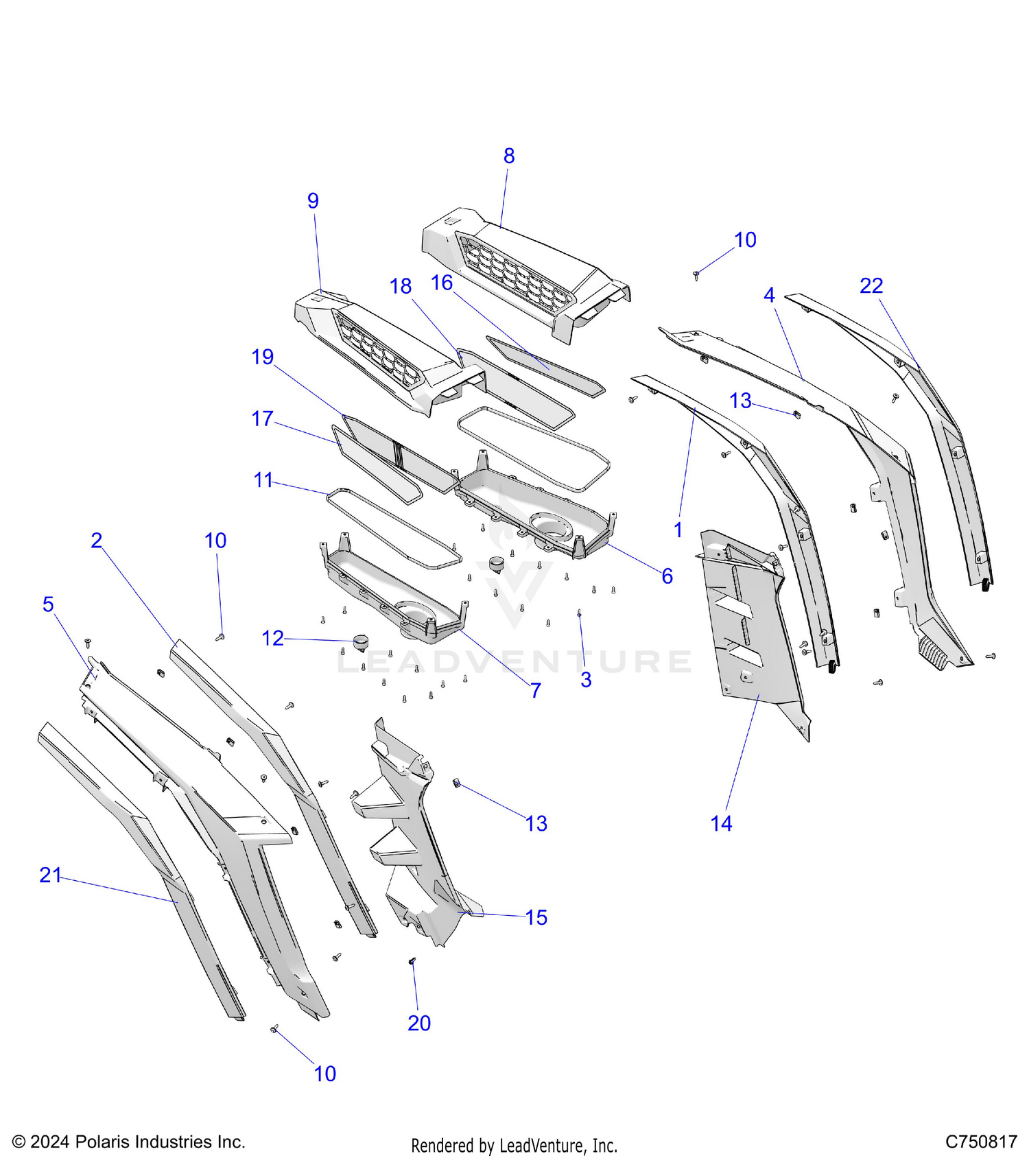 BODY, REAR FENDERS AND BEZELS - Z26NMX99A4/B4/A6/B6 (C750817)