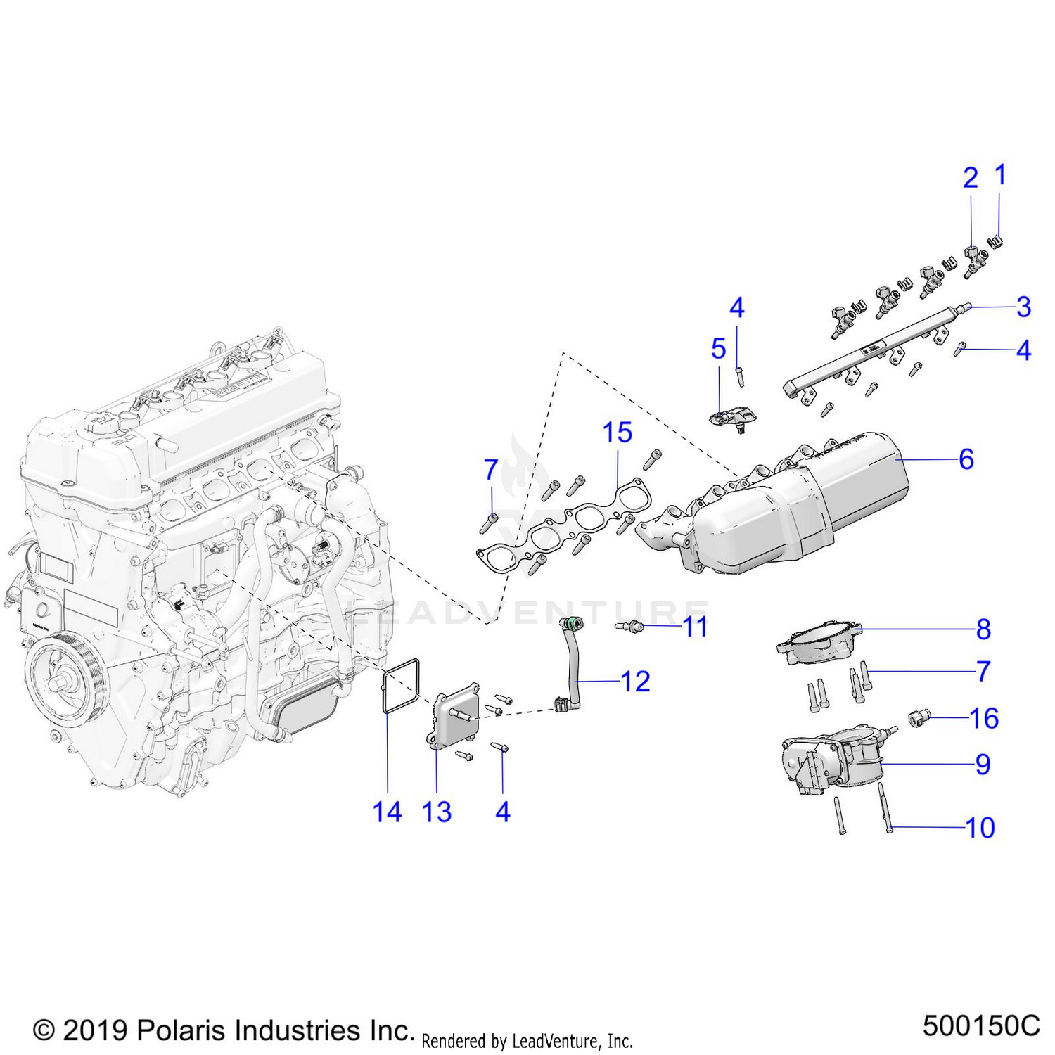 ENGINE, INTAKE MANIFOLD AND FUEL RAIL - T21AARGB/SGD ALL OPTIONS (500150C)