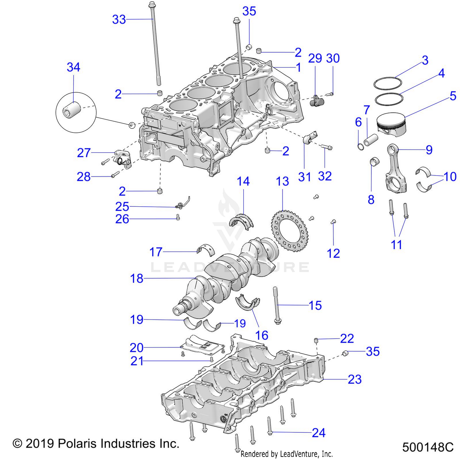 ENGINE, CYLINDER BLOCK AND RELATED - T21AAPHD/RHB/SHD/THD (500148C)