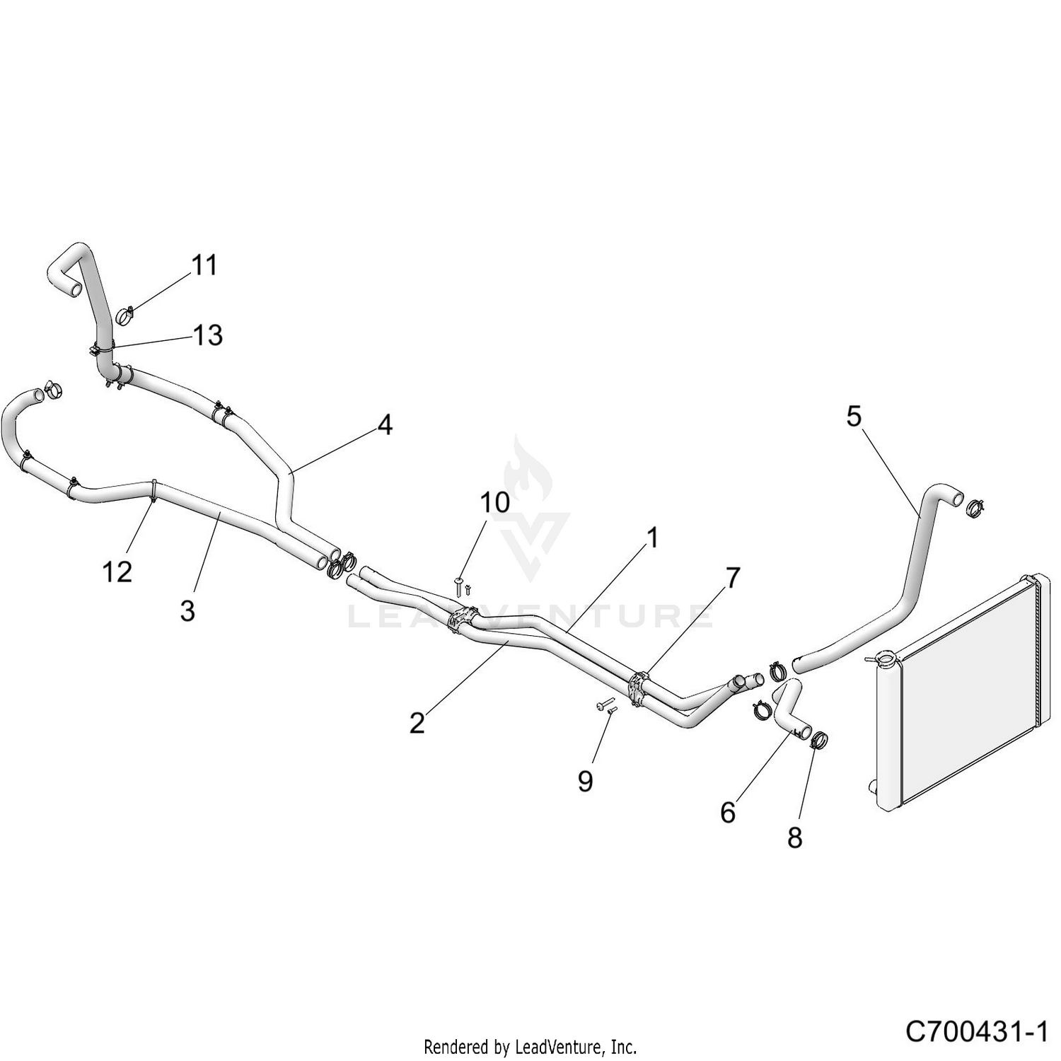 ENGINE, COOLING, HOSES - D21BBPD4B4 (C700431-1)