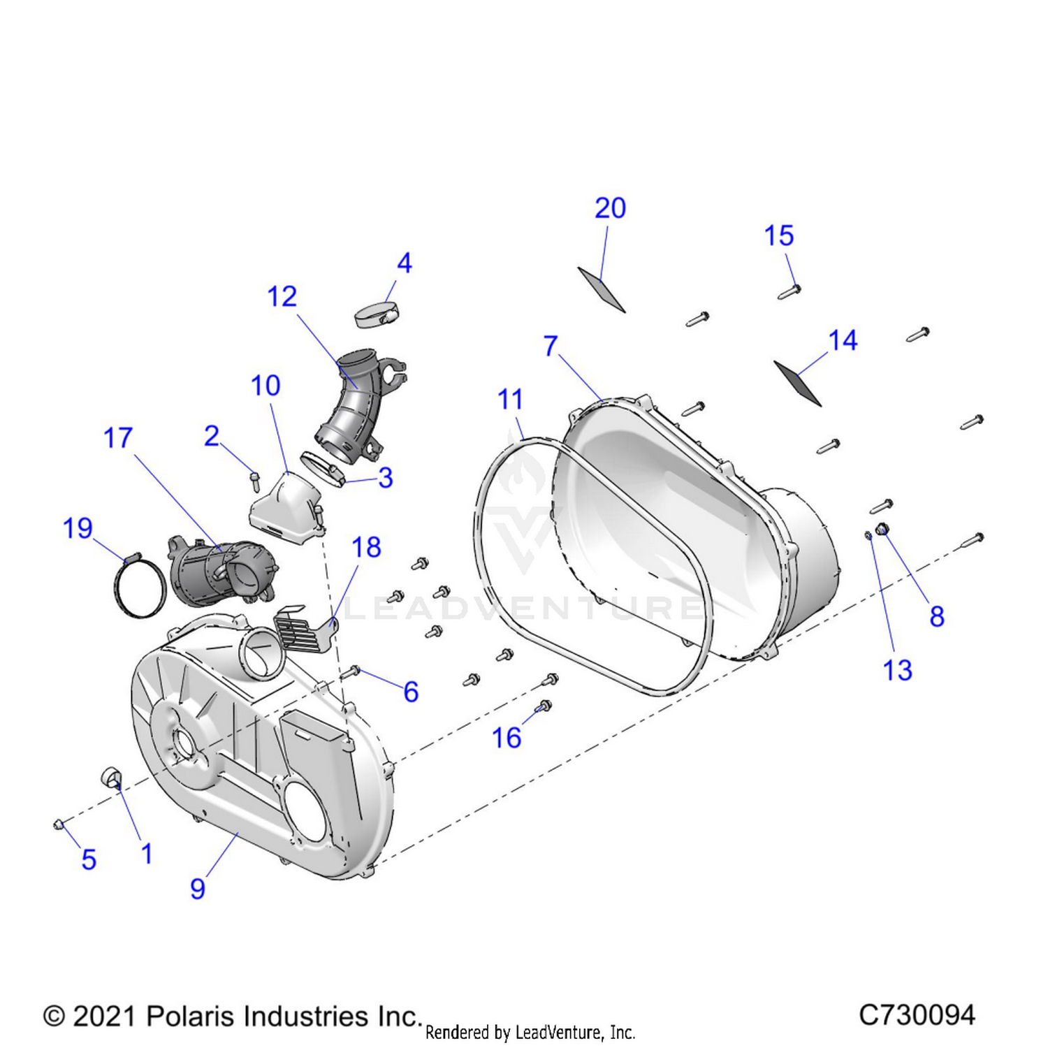 DRIVE TRAIN, CLUTCH COVER and DUCTING - R26MAU57CP/EP (C730094)