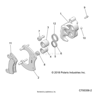 Brakes, Rear Caliper - Z19vpl92ak/bk/ar/br/am/bm (c700356-2) Schematic