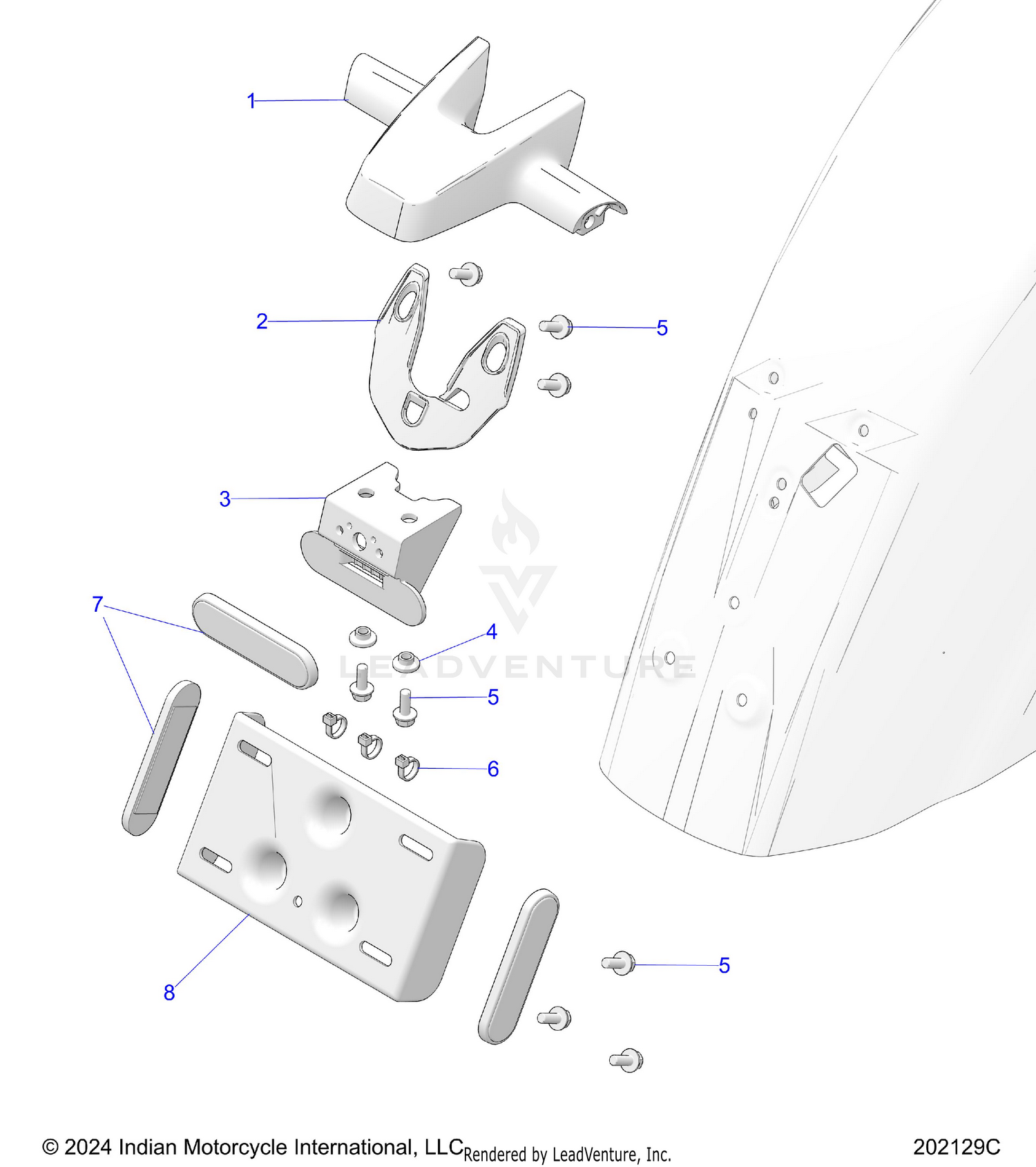 BODY, TAILLIGHT, LICENSE PLATE BRACKET (STANDARD) - N26LFRRR ALL OPTIONS (202129C)