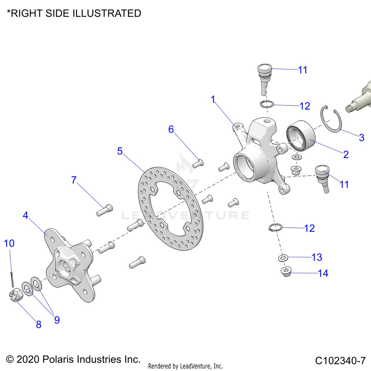 SUSPENSION, FRONT HUB, KNUCKLE and BRAKE DISC - A26SLZ95AF (C102340-7)
