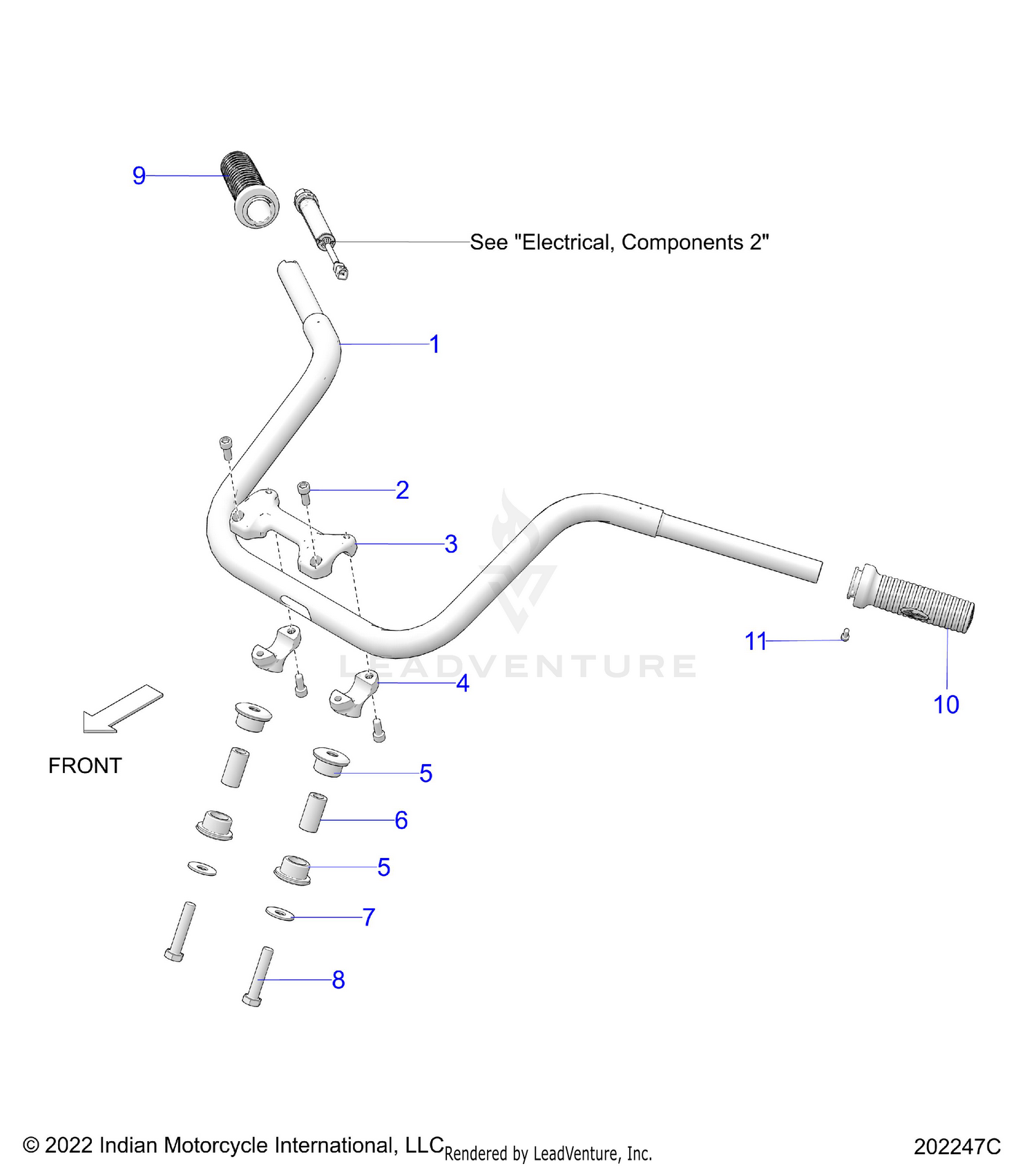 STEERING, HANDLEBAR MOUNTING and GRIPS - N26LFRRR ALL OPTIONS (202247C)