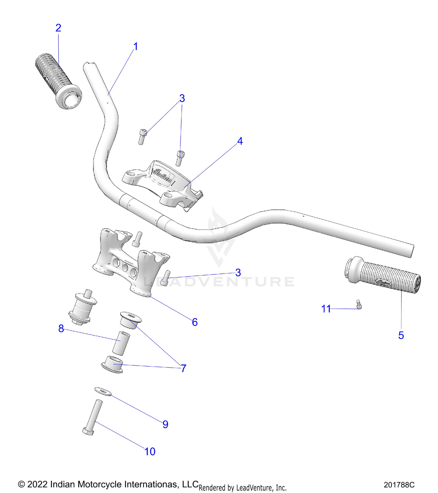 STEERING, HANDLEBAR MOUNTING and GRIPS - N26DBDBH/DBGBH ALL OPTIONS (201788C)
