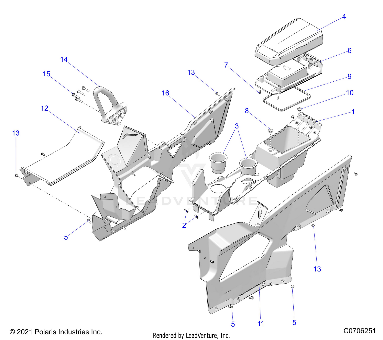 BODY, CENTER CONSOLE, FRONT