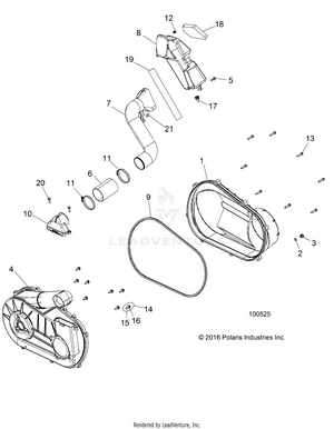 Drive Train, Clutch Cover And Ducting - A17dae57am (100525) Schematic