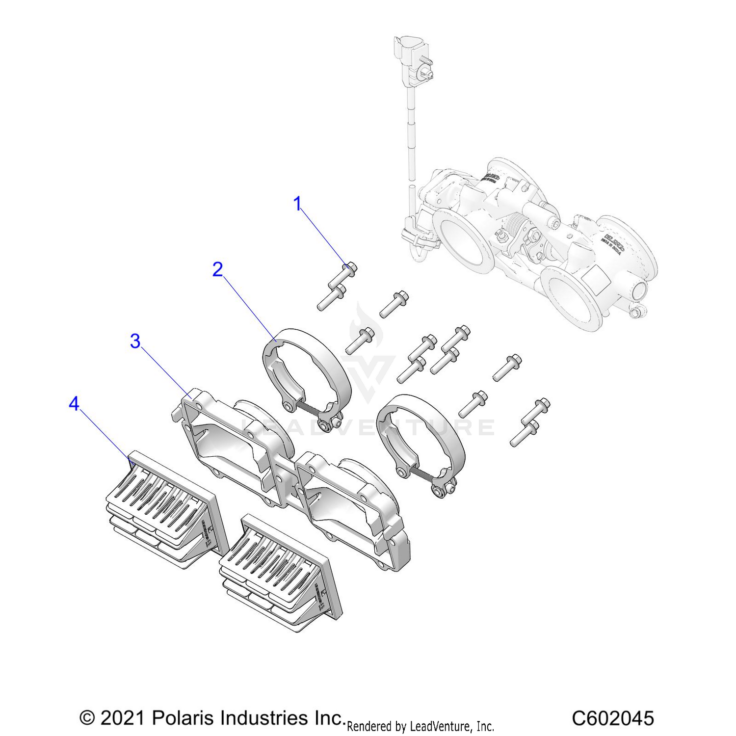 ENGINE, REED VALVE and THROTTLE BODY ADAPTOR - S26TGM8MS (C602045)