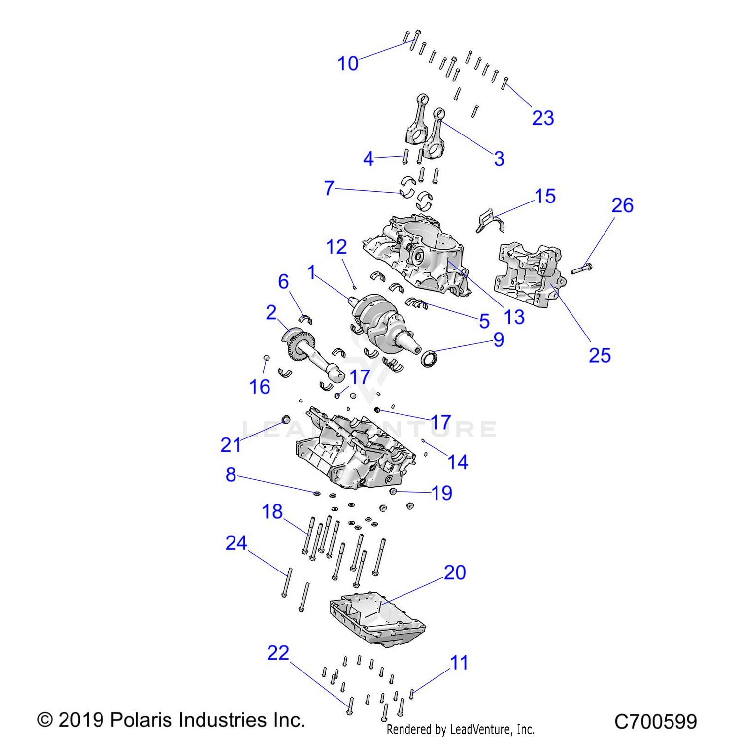 ENGINE, CRANKCASE AND CRANKSHAFT - D21BEP99A4/B4/GP99A4 (C700599)