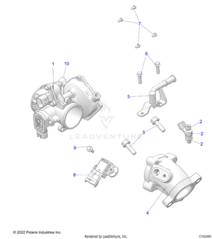 Engine, Throttle Body And Fuel Rail - A22shz57ae (c102396) Schematic
