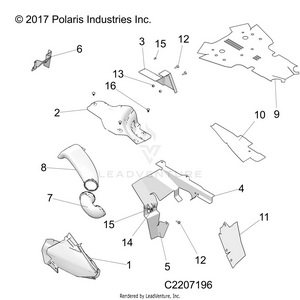 Body Panels, Thermal Shields - A-17-01-c Applies To 2015-2016 Sportsman 850 1-up Models After Safety Recall A-17-01-c Has Been Completed. (c2207196) Schematic