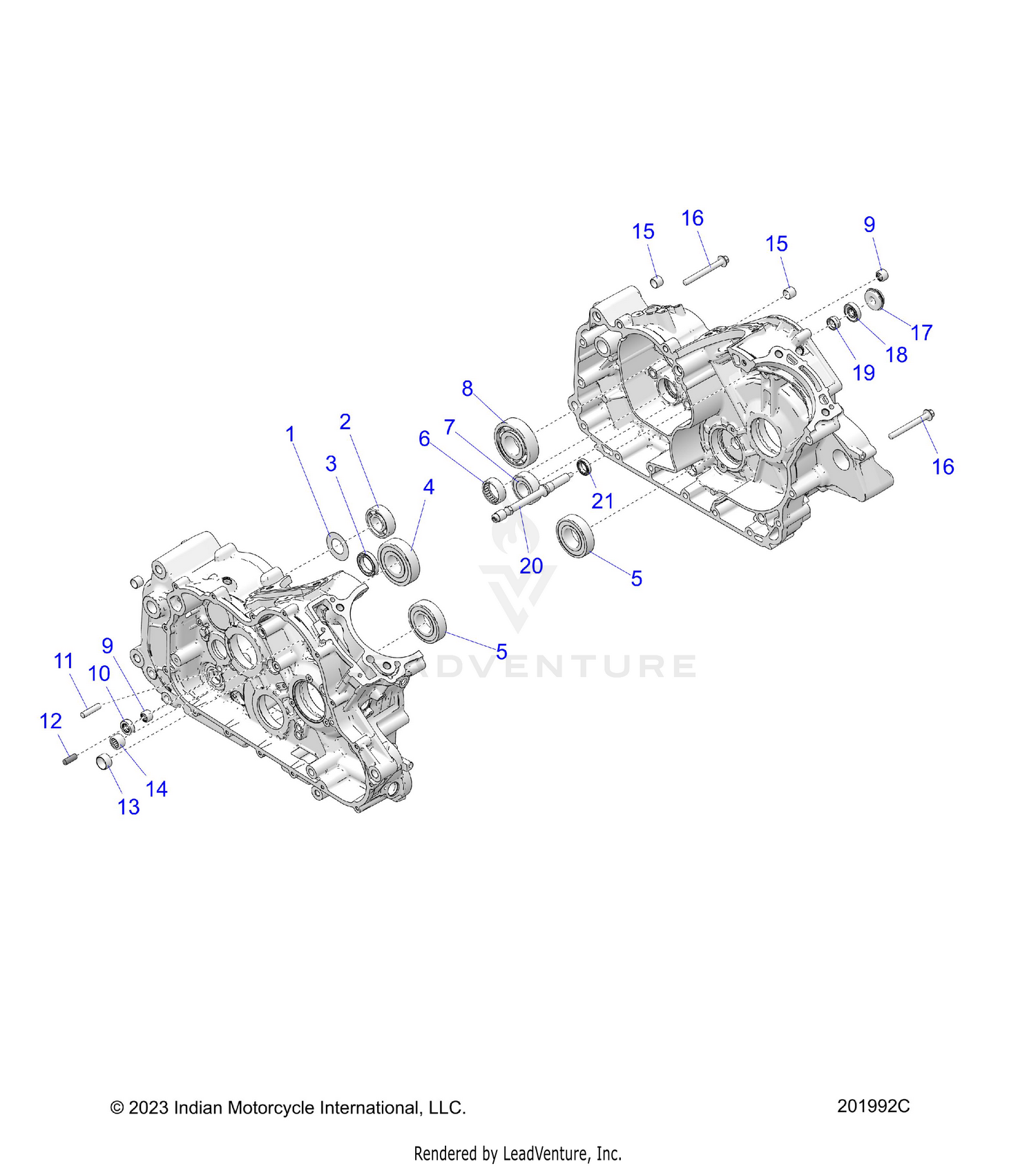 ENGINE, CRANKCASE ASM., BEARINGS - N26STC76/STD76 (201992C)