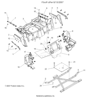 Fenders And Rack, Rear (built 8/14/07 And After) - R08vh76ad/ag (49rgrrackmtg08rzr) Schematic