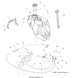 Body, Fuel Tank (built 11/06/07 And After) - A08lh27aw/ax/az (49atvfuel0808hawkintl) Schematic