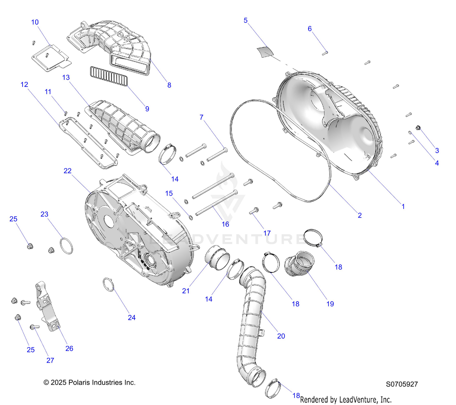 DRIVE TRAIN, CLUTCH COVER & DUCTING