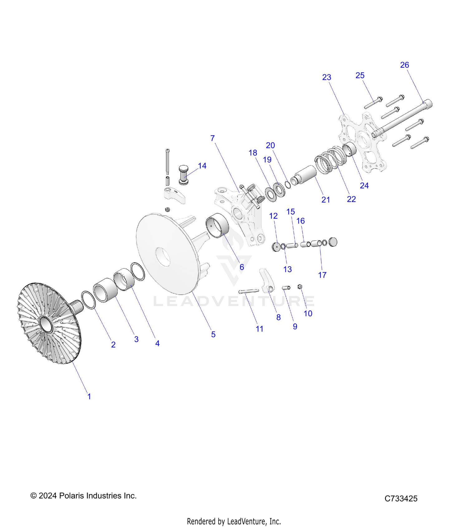 DRIVE TRAIN, PRIMARY CLUTCH - R26RRU99A9/AF/AH/AB/AS/B9/BF/BH/BB/BS (C733425)