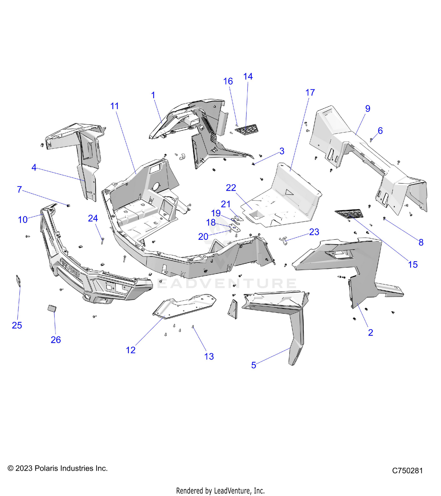 BODY, REAR RACK AND FENDERS -  Z26ASL99F5/C5/E5 (C750281)