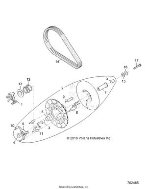 Drive Train, Secondary Clutch - Z19vpl92ak/bk/ar/br/am/bm (702485) Schematic