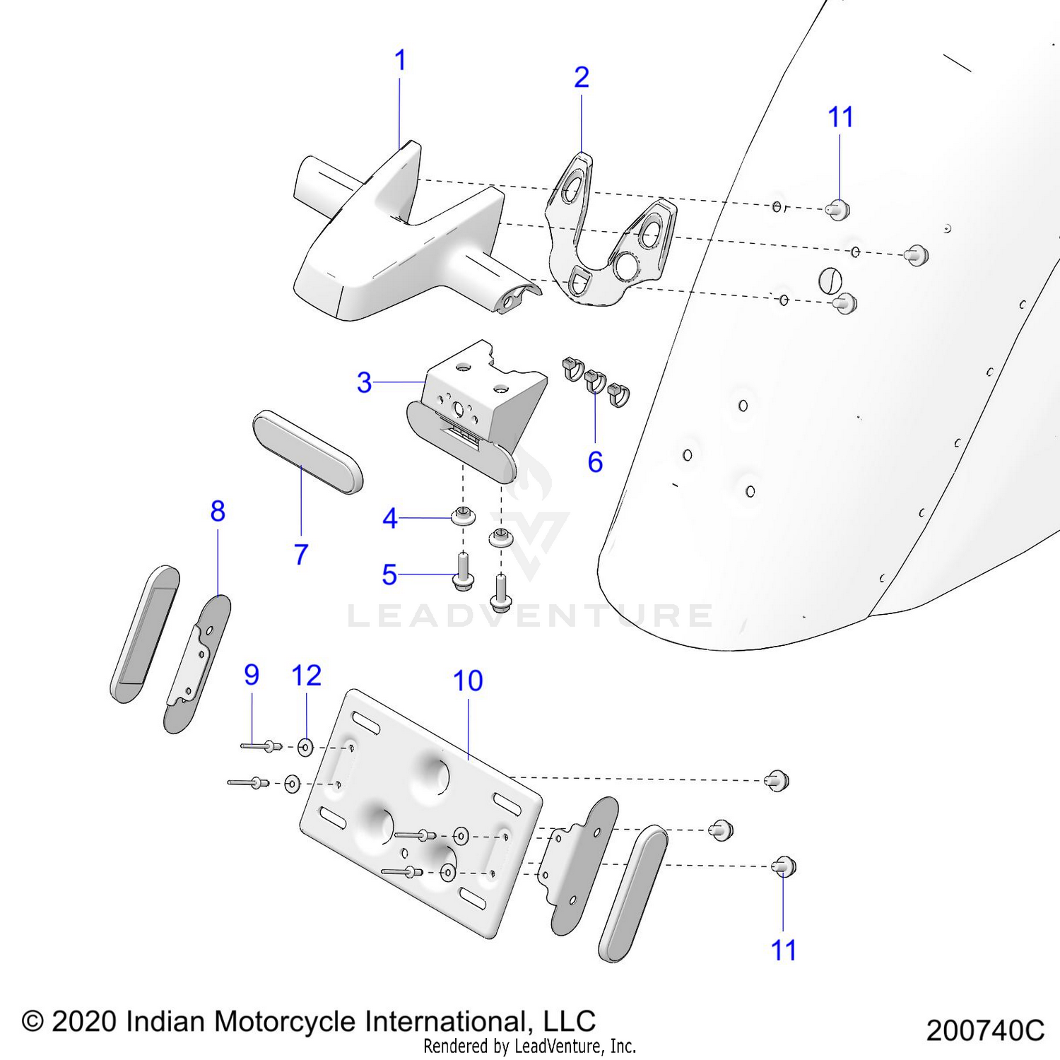 BODY, LICENSE PLATE BRACKET/REAR LIGHT HOUSING - N22TCBAA ALL OPTIONS (200740C)