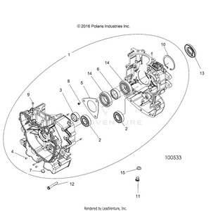 Engine, Crankcase - A17dae57am (100533) Schematic