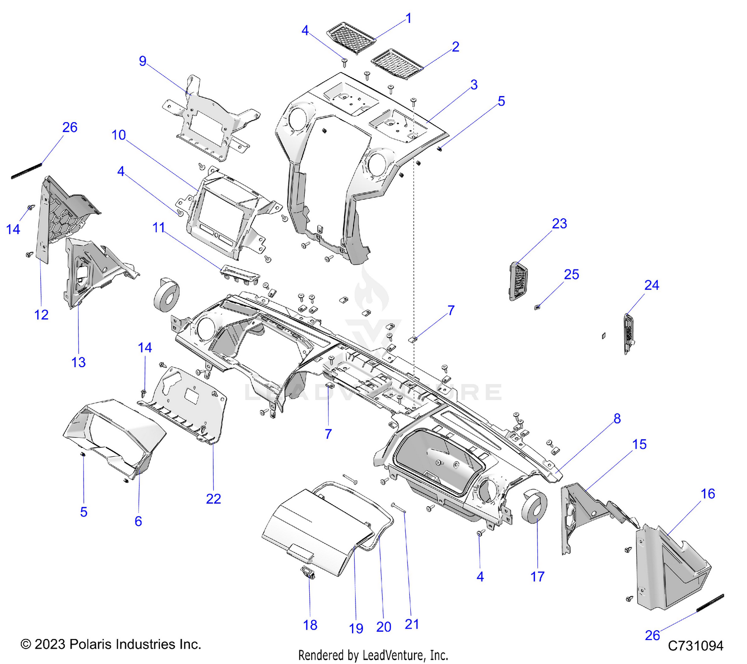 BODY, DASH, UPPER & A-PILLERS - R26X6T1RBL (C731094)