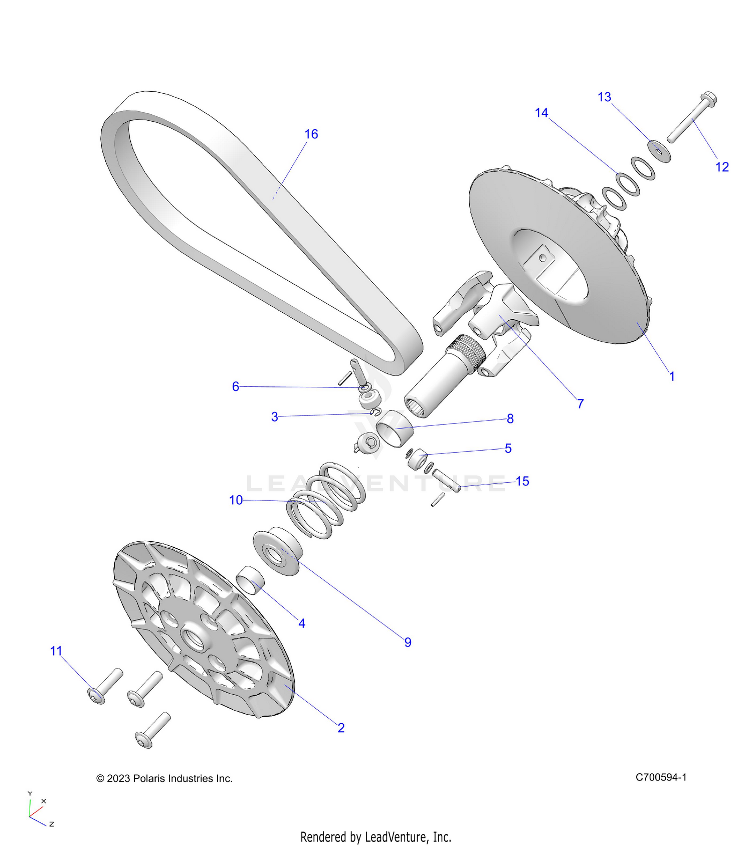 DRIVE TRAIN, SECONDARY CLUTCH - A26SZE57CL/EL (C700594)