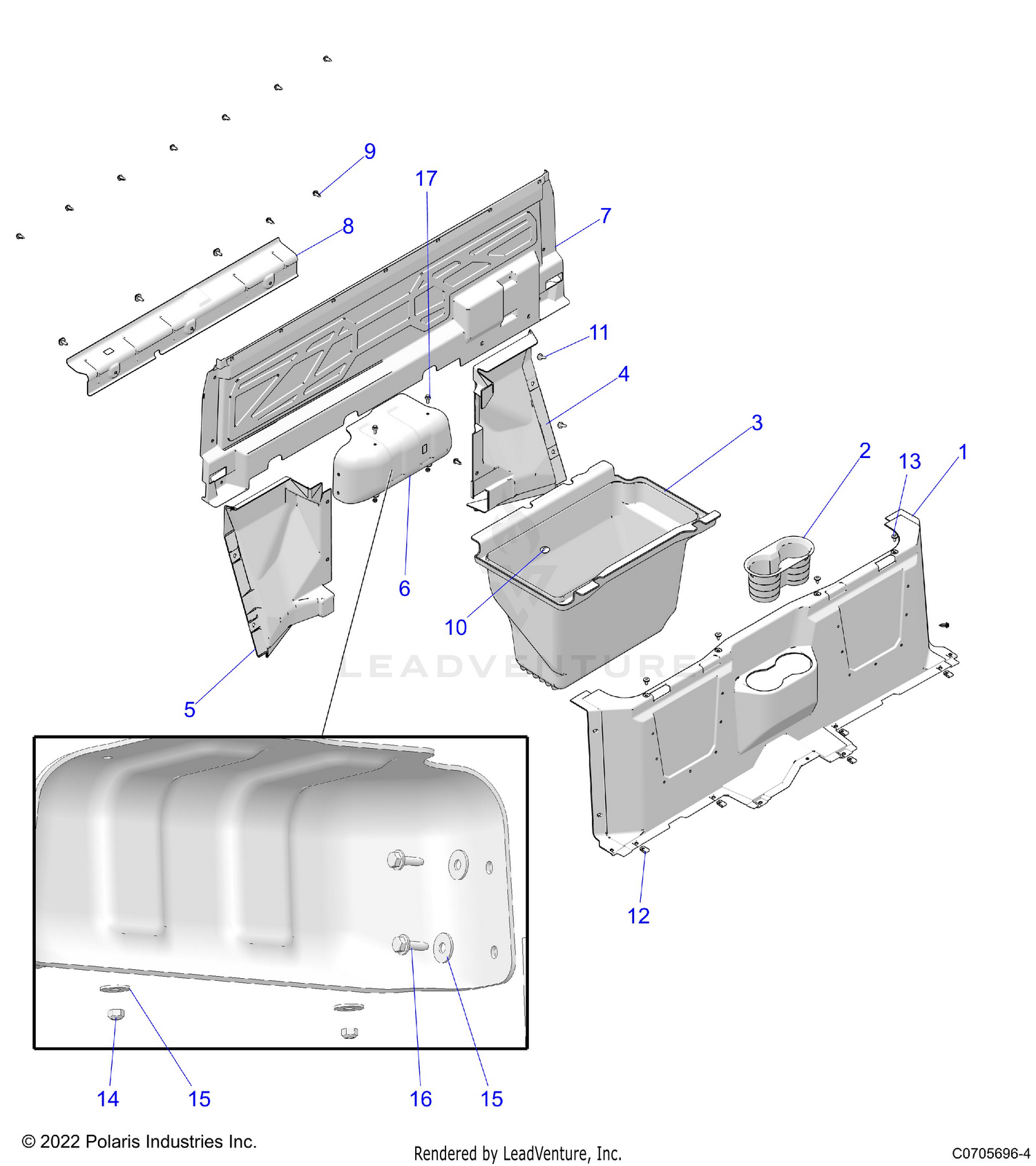 BODY, FLOOR CLOSEOFFS and BIN - D26M2A57B4/G57B4/U57B4/W57B4 (C0705696-3)
