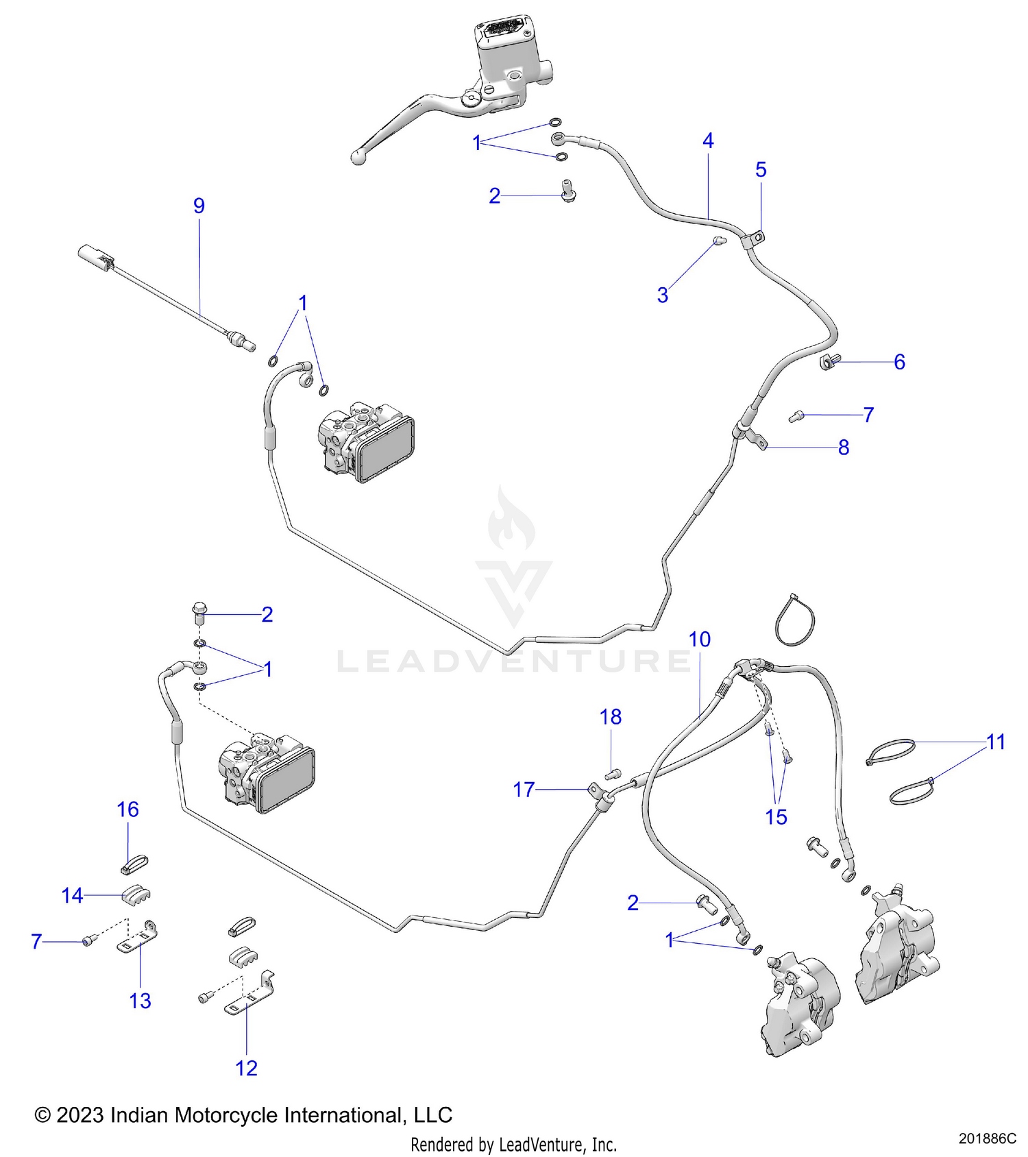BRAKES, BRAKE LINE, FRONT, ABS - N24TKDBB/TK9BB ALL OPTIONS (201886C)