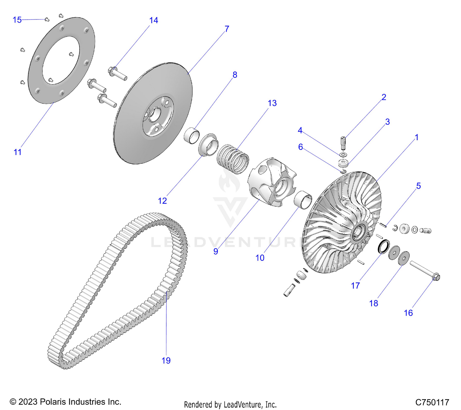 DRIVE TRAIN, SECONDARY CLUTCH/BELT - Z26R4P2KBL (C750117)