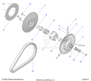 Drive Train, Secondary Clutch/belt - Z25r4d2kak/bk/aj/bj/am/bm (c750117) Schematic