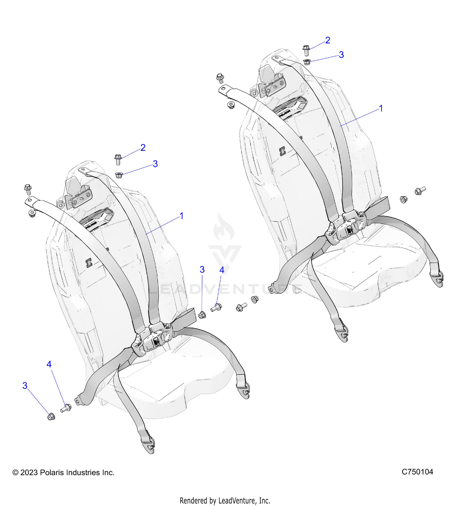 BODY, SEAT BELT MOUNTING, REAR, 6 POINT - Z26R4P2KBL (C750104)