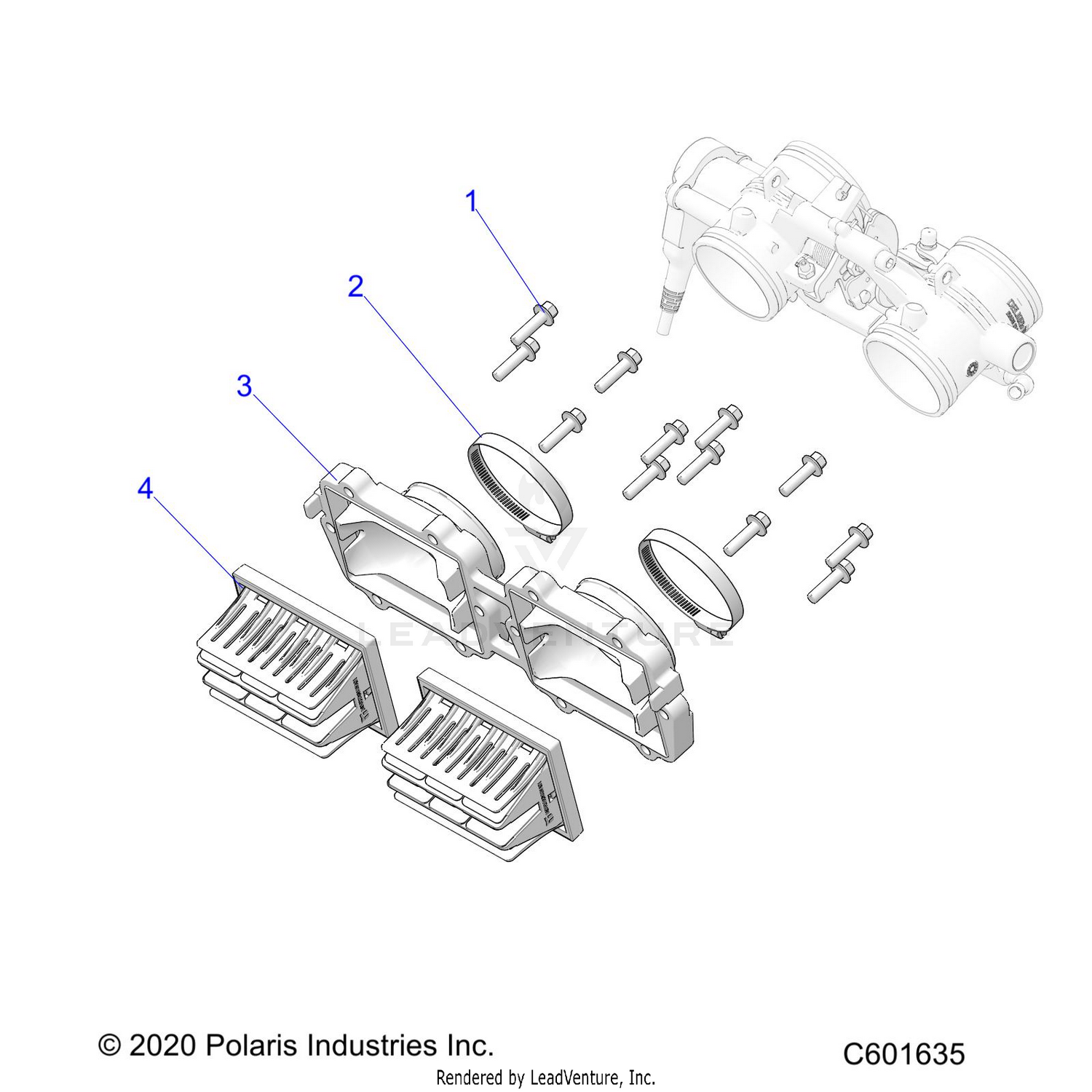 ENGINE, REED VALVE and THROTTLE BODY ADAPTOR - S22TDE8RS ALL OPTIONS (C601635)