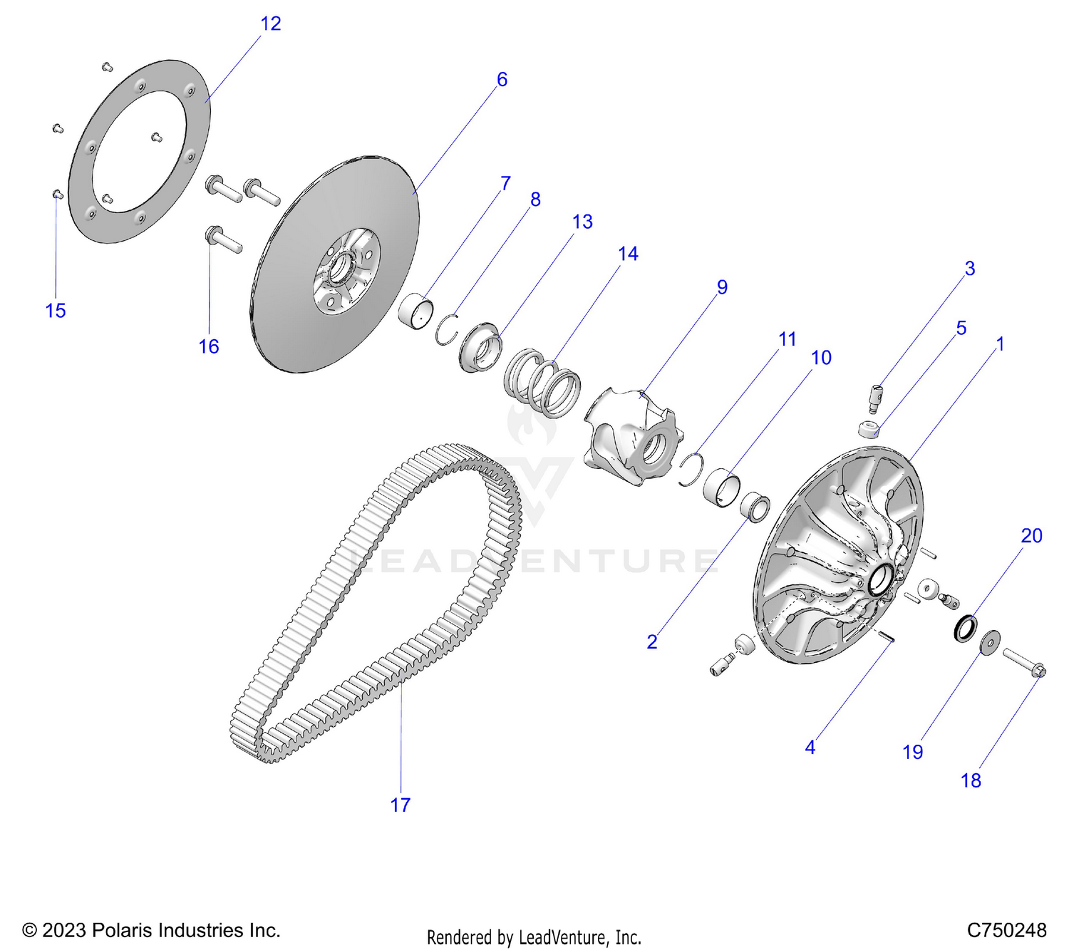 DRIVE TRAIN, SECONDARY CLUTCH/BELT - Z26X4E92A4/B4/A6/B6 (C750248)