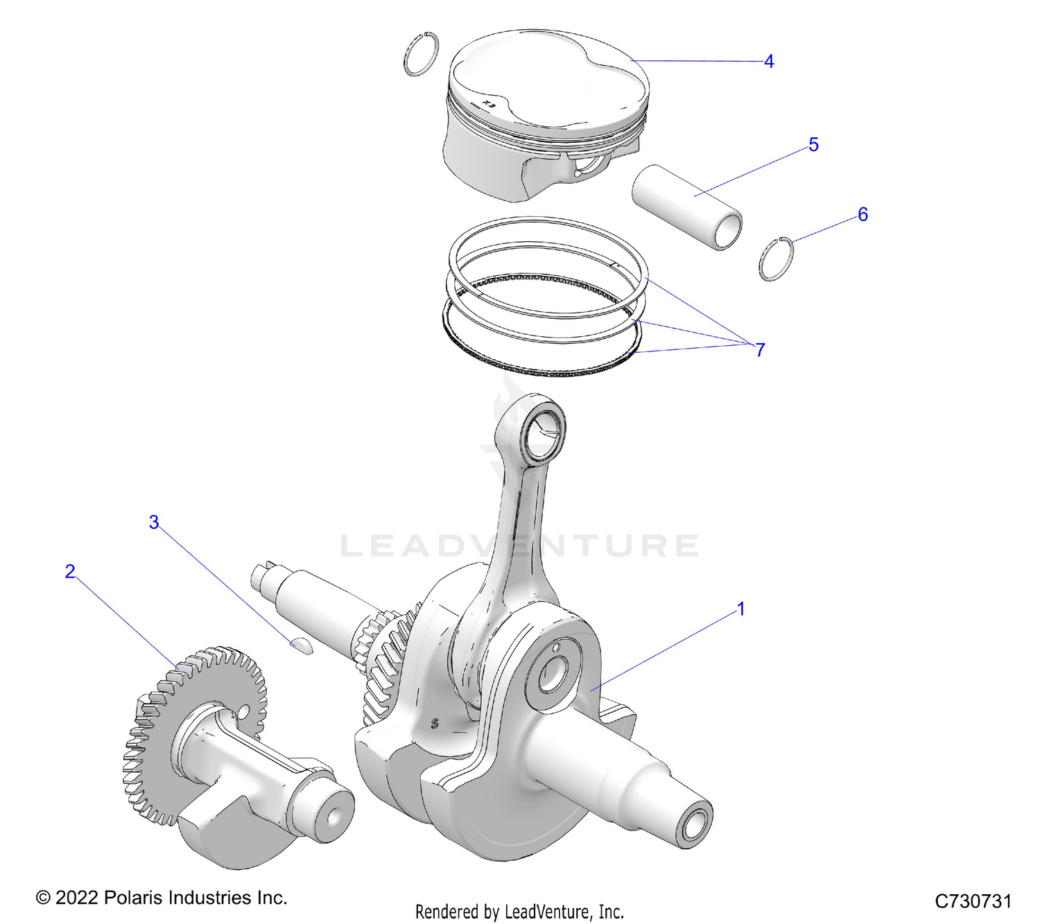 ENGINE, CRANKSHAFT, PISTON and BALANCE SHAFT - R26MAU57CP/EP (C730731)