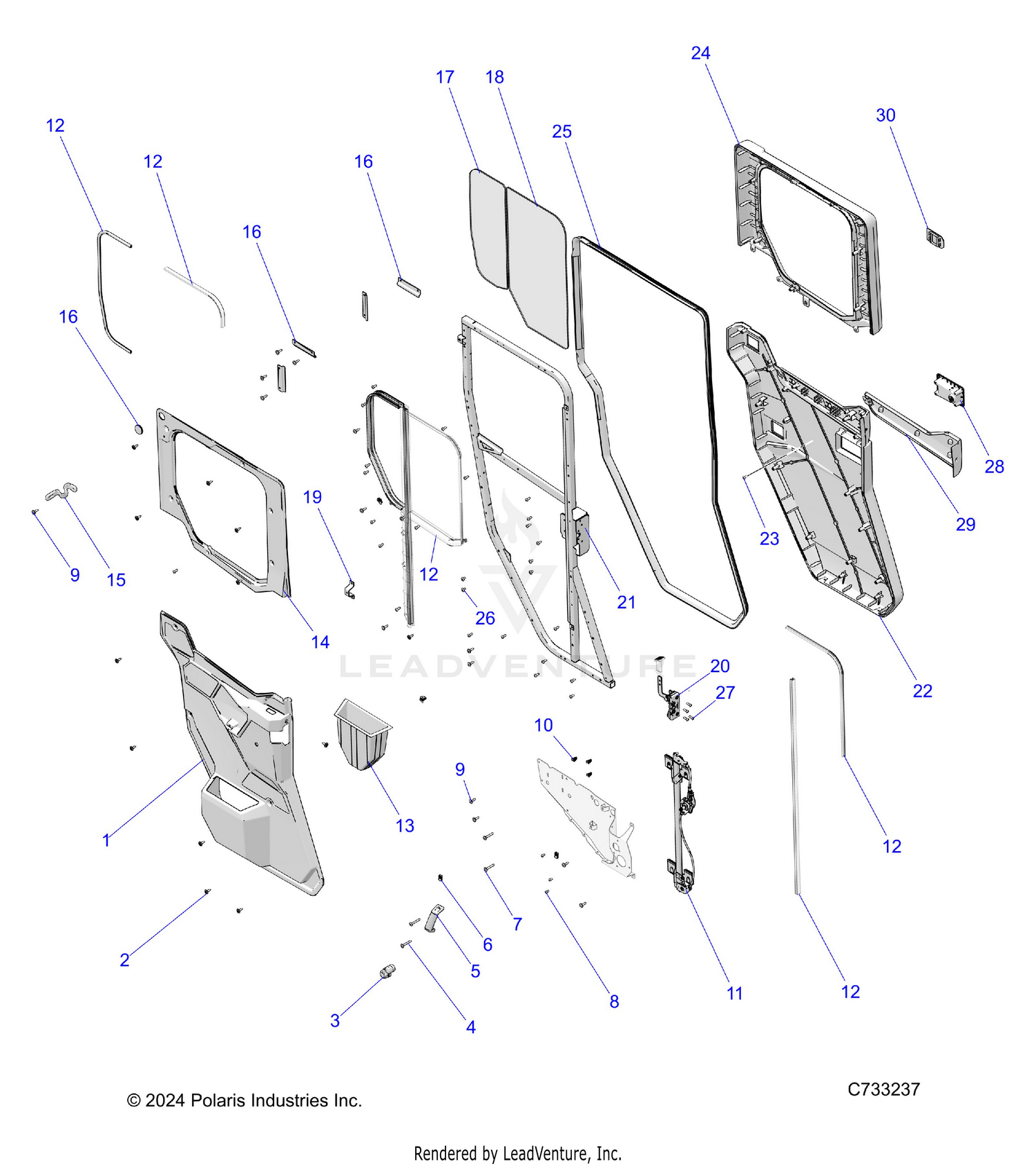 BODY, DOOR, REAR CRANK
