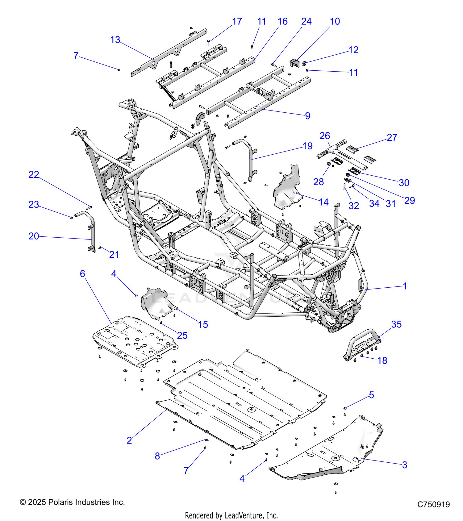 CHASSIS, MAIN FRAME AND SKID PLATES - Z26NMS99A4/B4/A6/B6 (C750919)