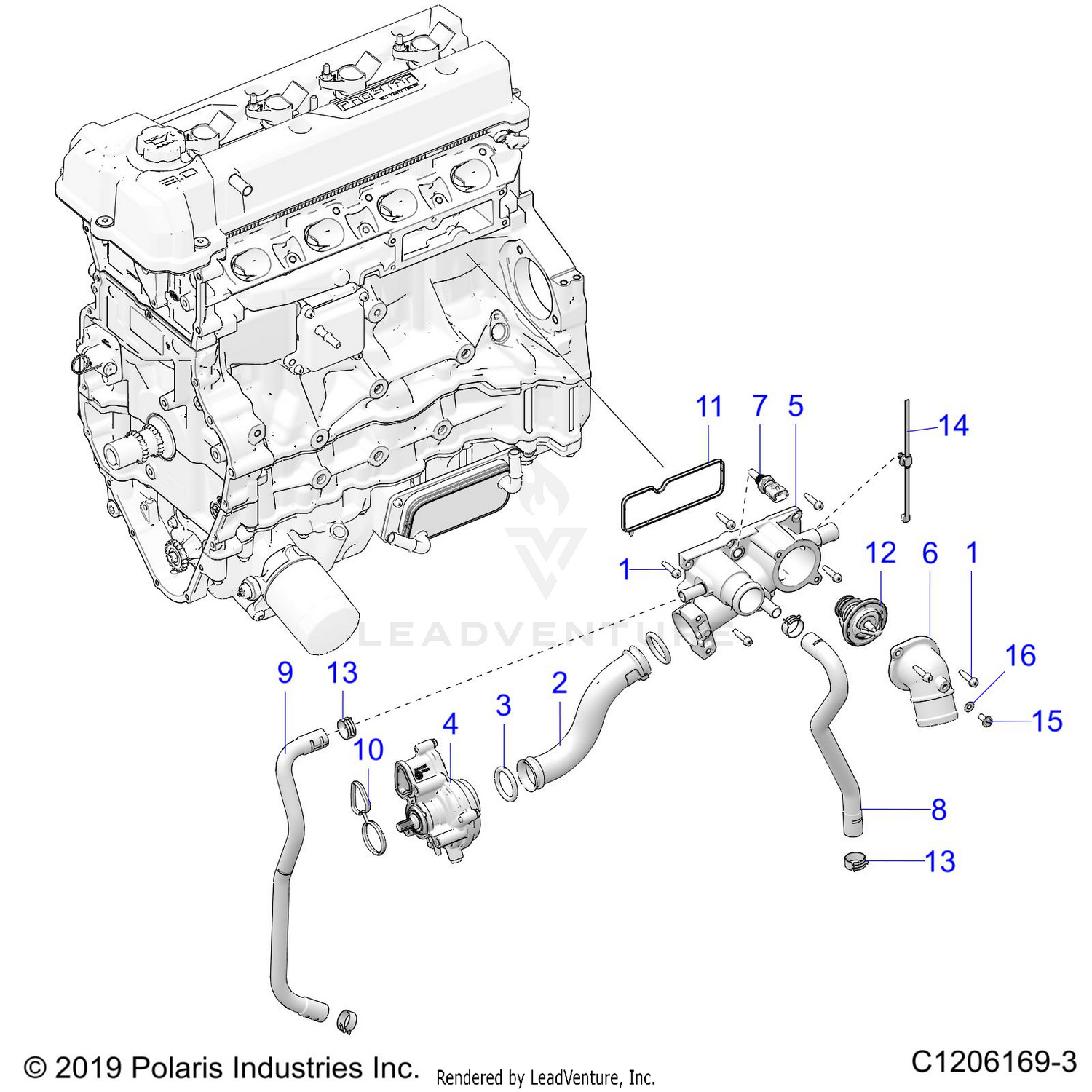 ENGINE, WATER PUMP AND RELATED - T21AAPHD/RHB/SHD/THD ALL OPTIONS (C1206169-3)