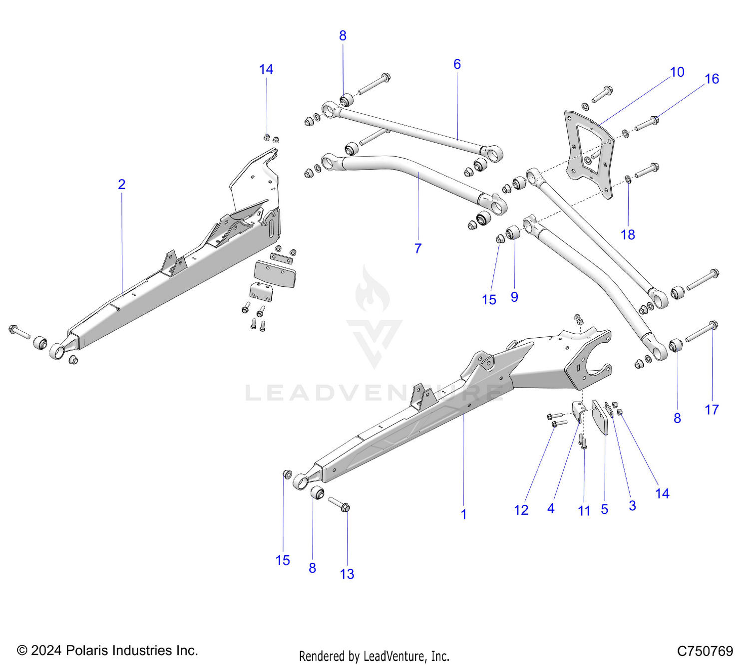 SUSPENSION, REAR TRAILING ARMS AND MOUNTING - Z26XPD92AN/BN/AH/BH (C750769)