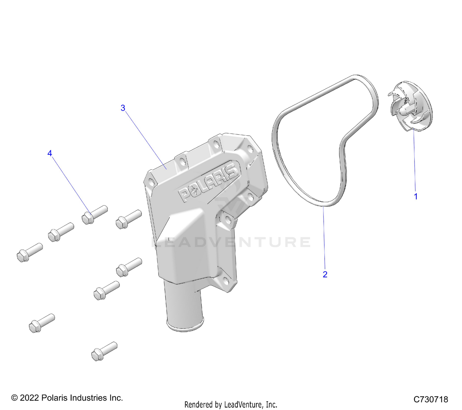 ENGINE, WATERPUMP IMPELLER and COVER - R26MAU57CP/EP (C730718)