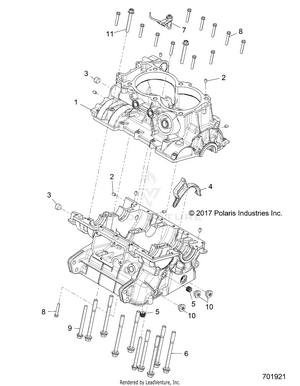 Engine, Crankcase - Z19vpl92ak/bk/ar/br/am/bm (701921) Schematic