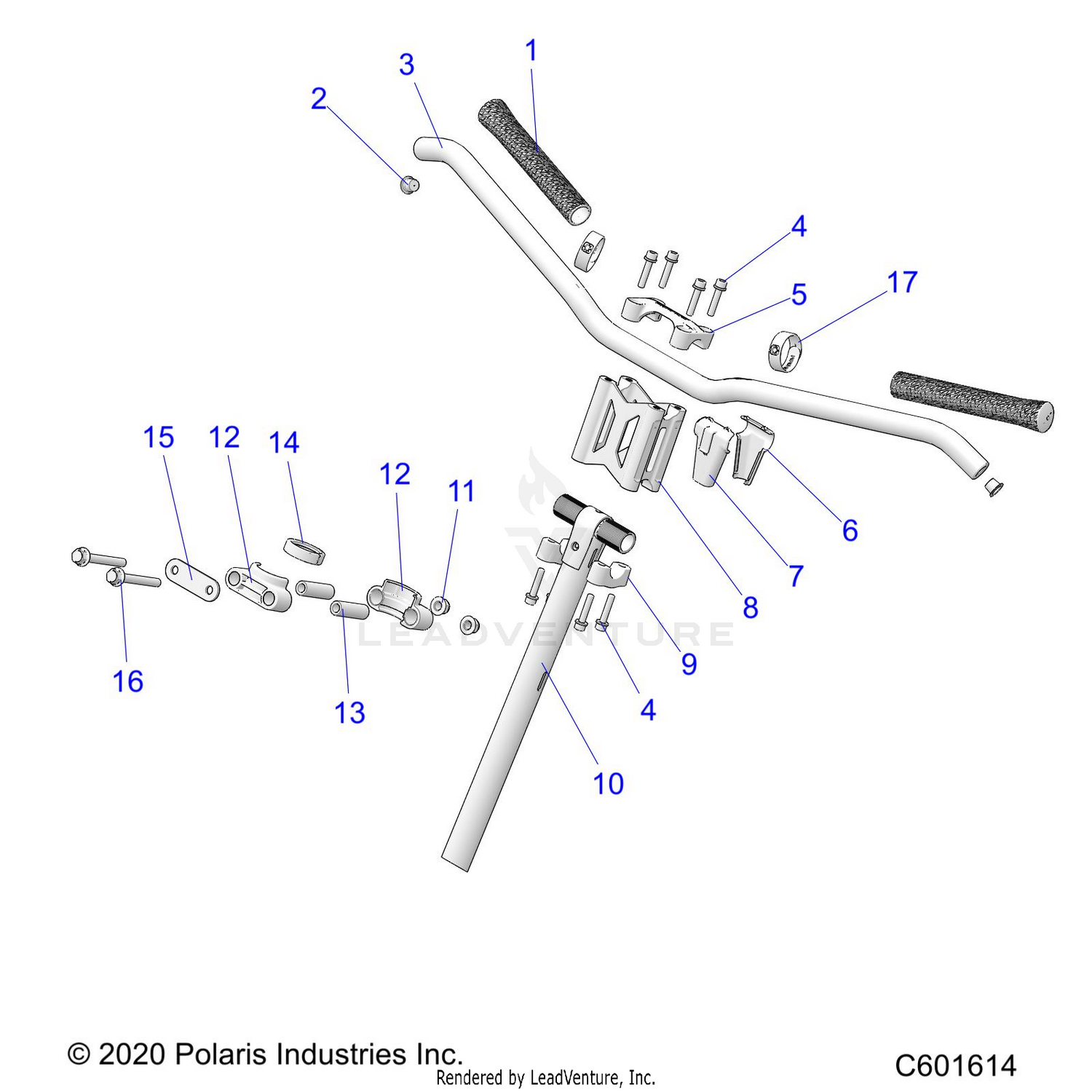 STEERING, UPPER and HANDLEBAR ASM. - S22TLP6RS ALL OPTIONS (C601614)