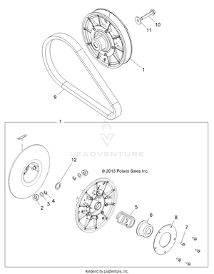 Drive Train, Secondary Clutch - R16rva57a1/b1/e57a9/b9 (49rgrclutchdvn14crew) Schematic