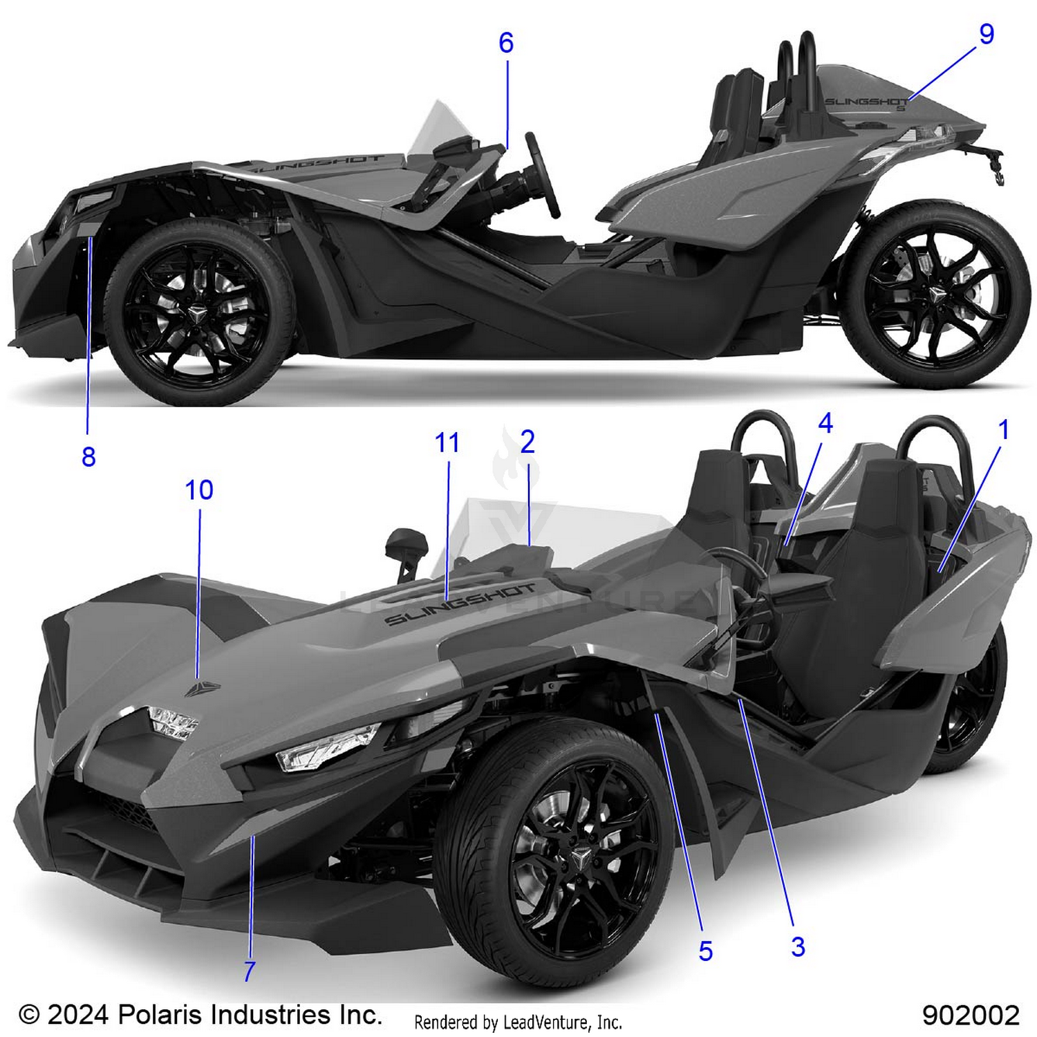 BODY, DECALS AND BADGES (JET BLACK) - T26AATGDAB/BB/HDAB/BB (902002)