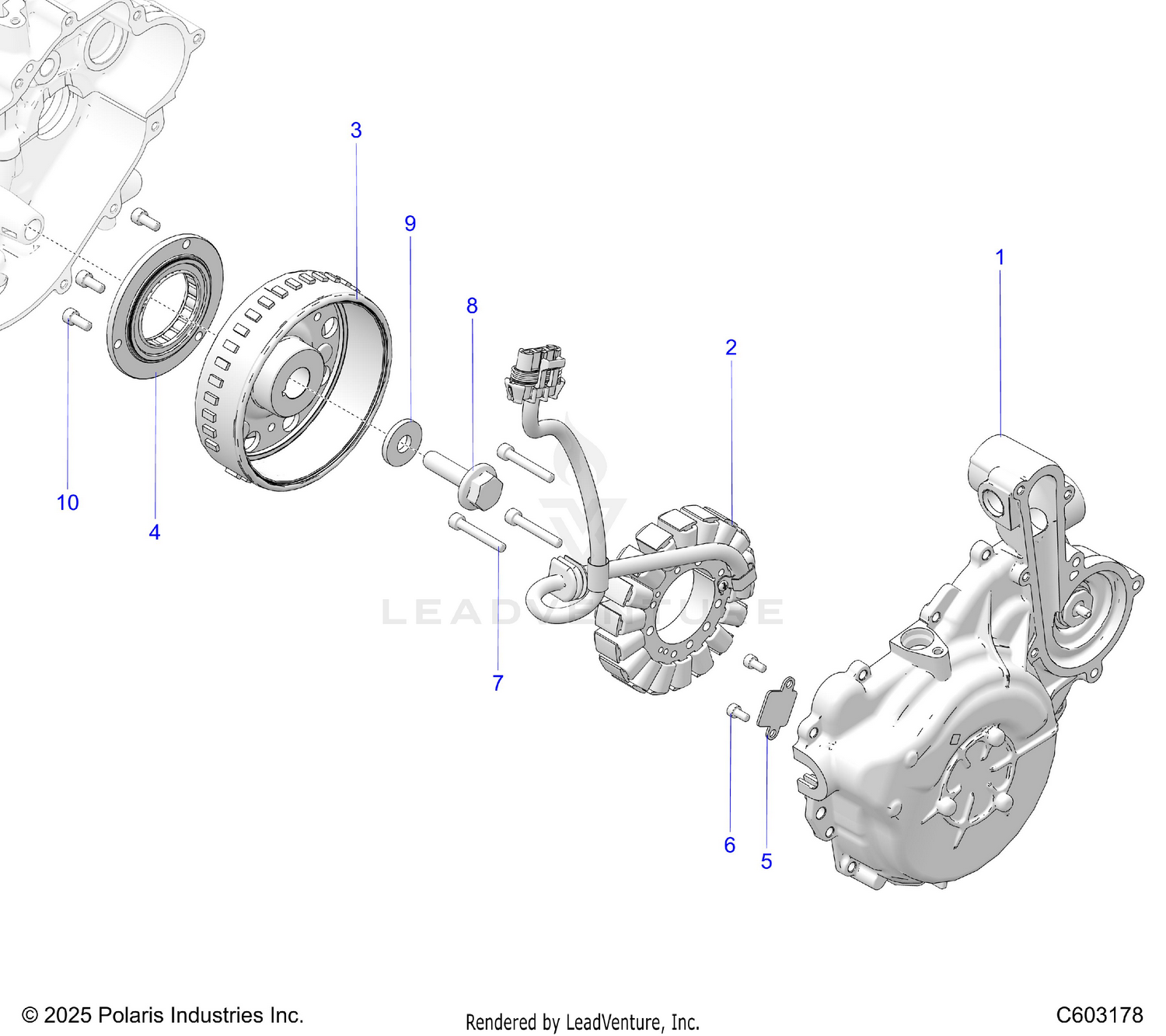 ENGINE, STATOR AND FLYWHEEL - S26AJT9FEL (C603178)