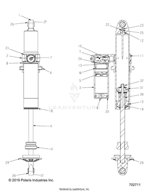 Suspension, Rear Shock Internals - G23gmk99a/99b (702711) Schematic