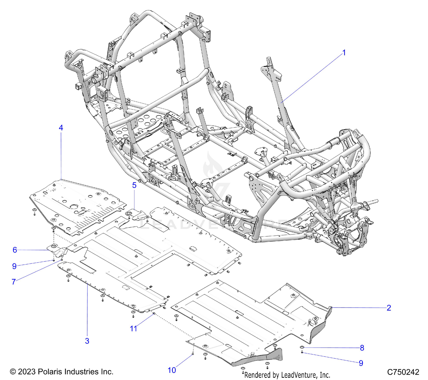 CHASSIS, MAIN FRAME AND SKID PLATES - Z26S4D92AN/AH/BN/BH (C750242)