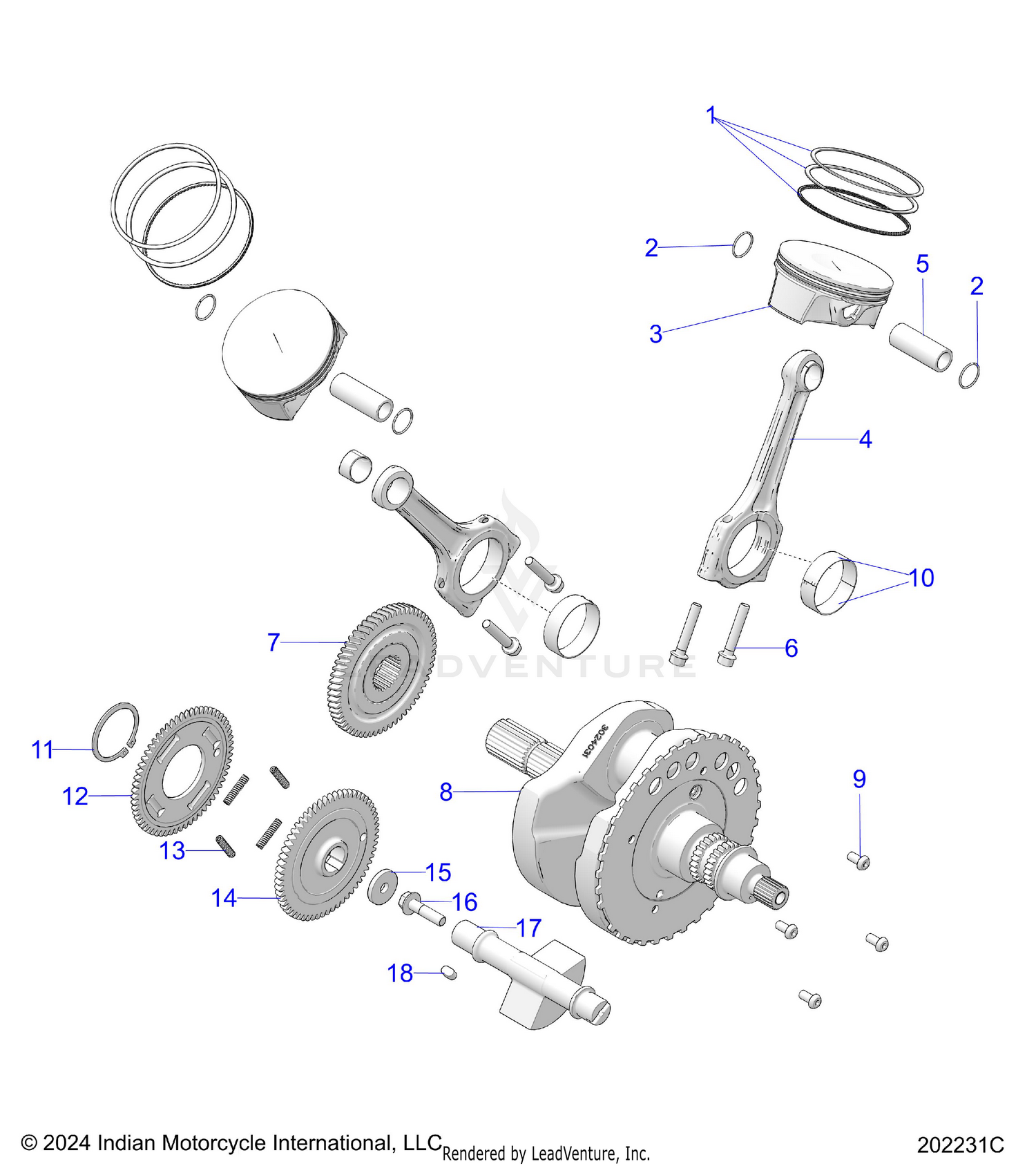 ENGINE, PISTON and CRANKSHAFT - N26LD4SS/LD6SS ALL OPTIONS (202231C)
