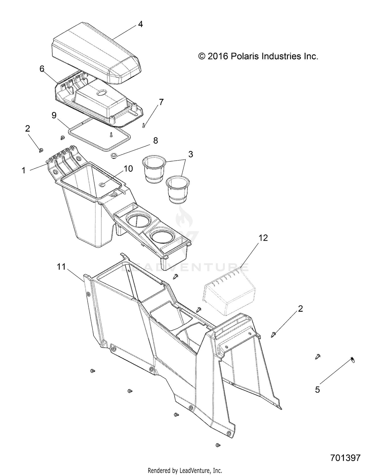 BODY, CENTER CONSOLE, REAR - G22G4E99NP (701397)