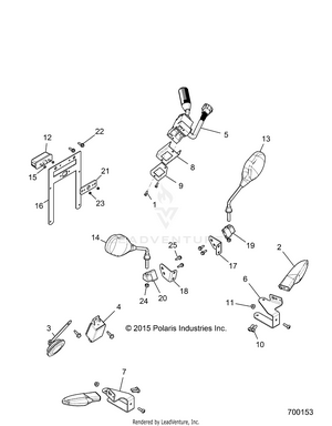 Electrical, Turn Signals, Horn And Mirrors - R15rte87fa (700153) Schematic